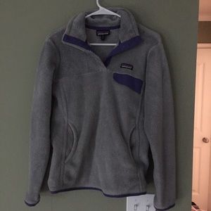 Patagonia gray purple womens fleece pullover small